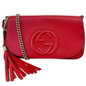 GUCCI Red Leather Shoulder Bag